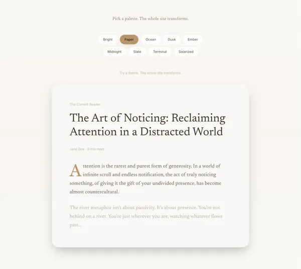 Current - A River of Reading - Landing design inspiration