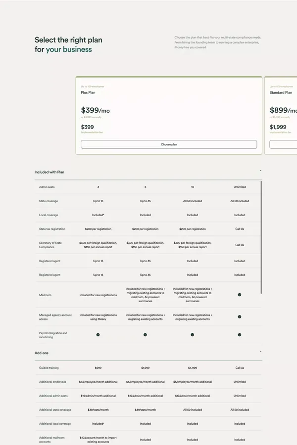 Corporate and Business Compliance Services | Mosey - Landing design inspiration
