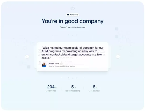 Email Finder for LinkedIn - B2B Database - Wiza - Landing design inspiration