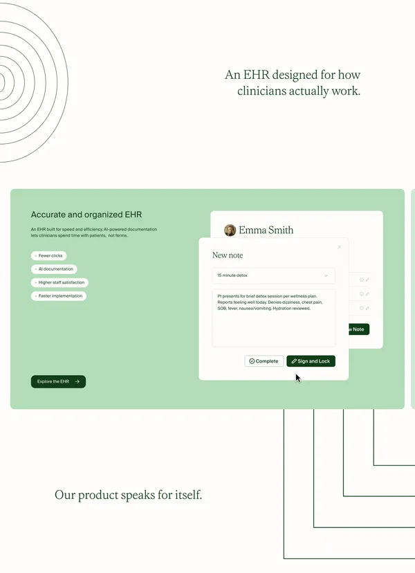 Ease Health | AI-Native CRM, EHR & RCM for Behavioral Health - Landing design inspiration