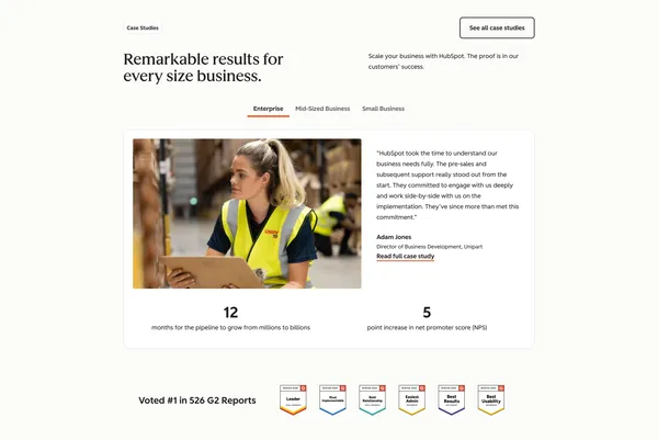 HubSpot | Software & Tools for your Business - Homepage - Landing design inspiration
