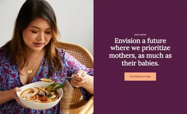 Chiyo | Fertility to Postpartum Nutrition - Landing design inspiration