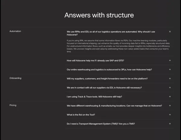 Supply Chain Intelligence Software | Real-Time Clarity By Holocene - Landing design inspiration