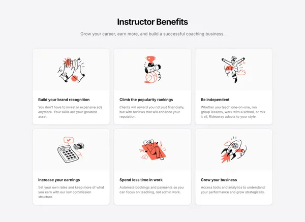 Rideaway | All-in-One Booking & Management Platform for Sports Instructors - Landing design inspiration