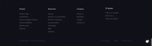 Bucket: Feature flagging that's purpose-built for B2B SaaS - Landing design inspiration