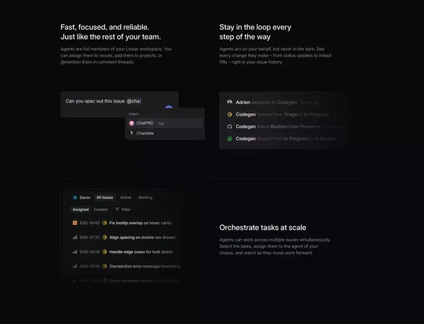 Linear for Agents - Landing design inspiration