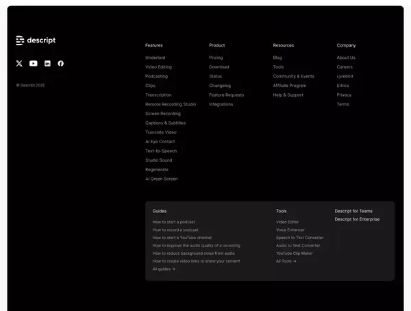 Descript: Edit Videos & Podcasts Like a Doc | AI Video Editor - Landing design inspiration