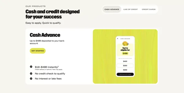 Cash Advances & Credit Cards—Powered by Your Potential | Tilt - Landing design inspiration