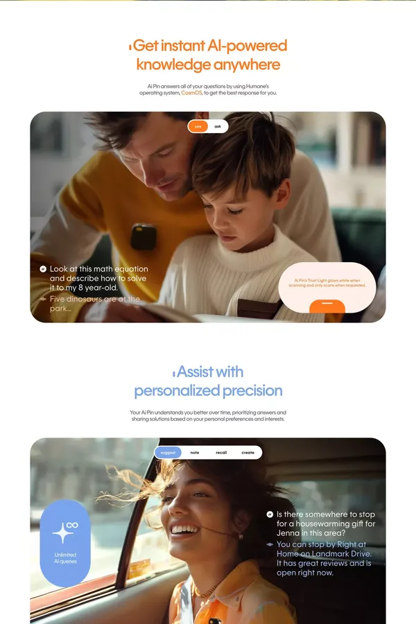 Humane Ai Pin | See the World, Not Your Screen | Humane - Landing design inspiration