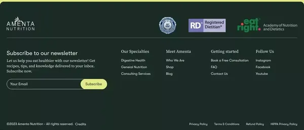 Amenta Nutrition : Digestive Disorders, Gut Health and General Nutrition - Landing design inspiration