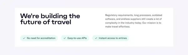 Duffel - The best API to sell flights online - Landing design inspiration