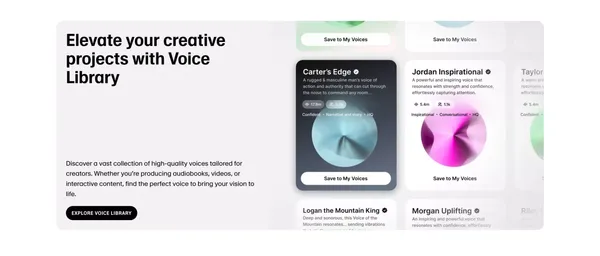 Free Text to Speech & AI Voice Generator | ElevenLabs - Landing design inspiration