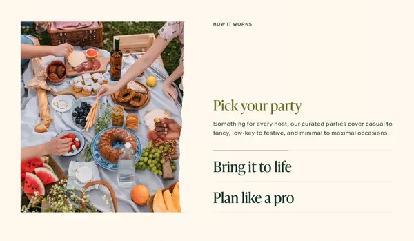 Partytrick • Memorable Gatherings Made Doable - Landing design inspiration