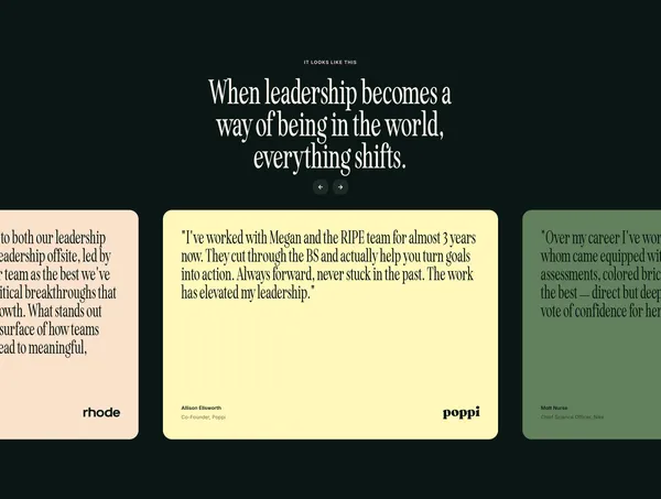 RIPE - Leadership Is a Lifestyle - Landing design inspiration