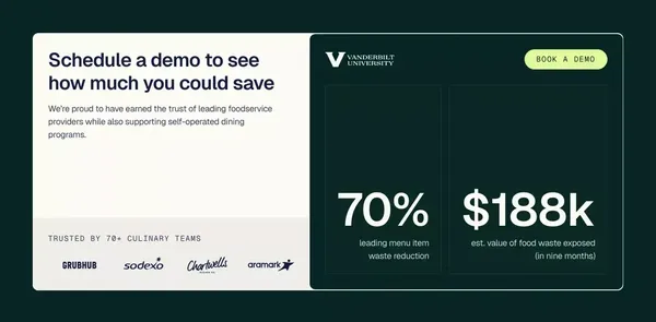 Foodservice Software for Culinary Savings - Landing design inspiration