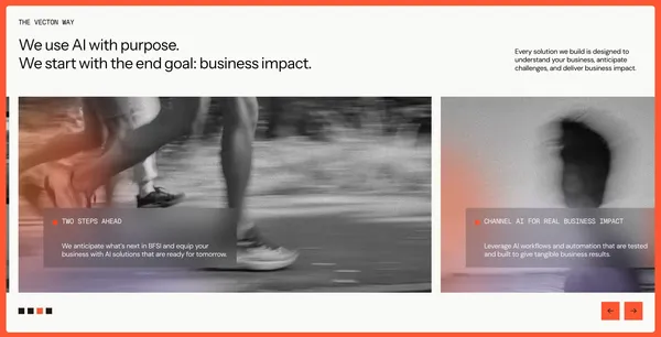 Production-Ready AI Solutions for BFSI | Vecton - Landing design inspiration