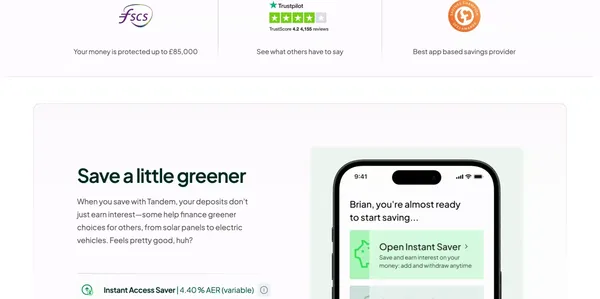 Tandem Bank | Start Banking For A Greener Future - Landing design inspiration