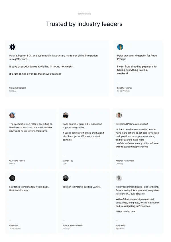 Polar — Monetize your software with ease | Polar - Landing design inspiration