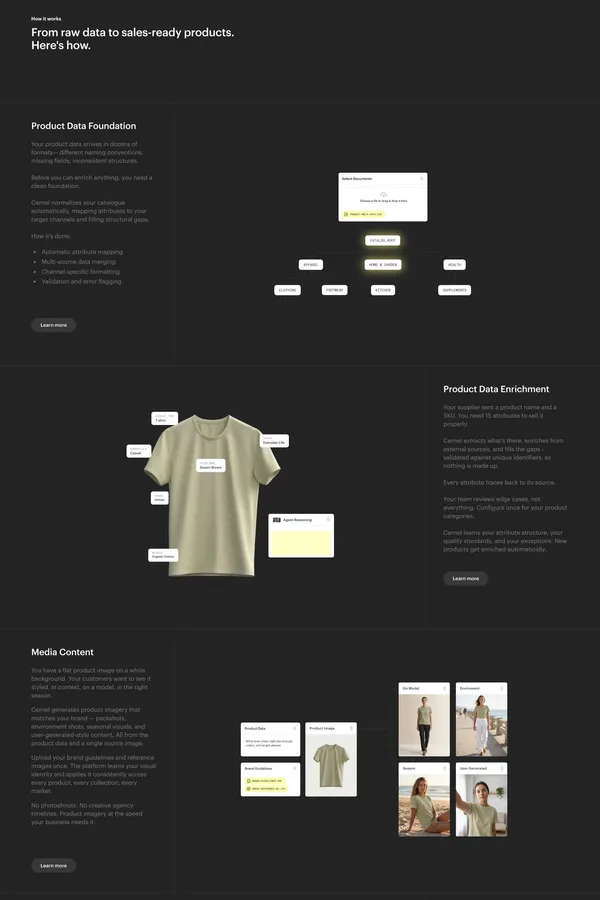 Cernel: Product Onboarding for Ecommerce Teams - Landing design inspiration