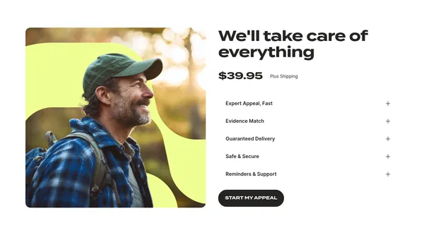 Claimable | Easily appeal denied health claims - Landing design inspiration