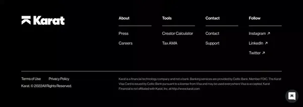 Karat • The Card for Creators - Landing design inspiration