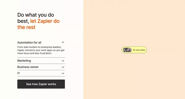Zapier | Automation that moves you forward - Landing design inspiration