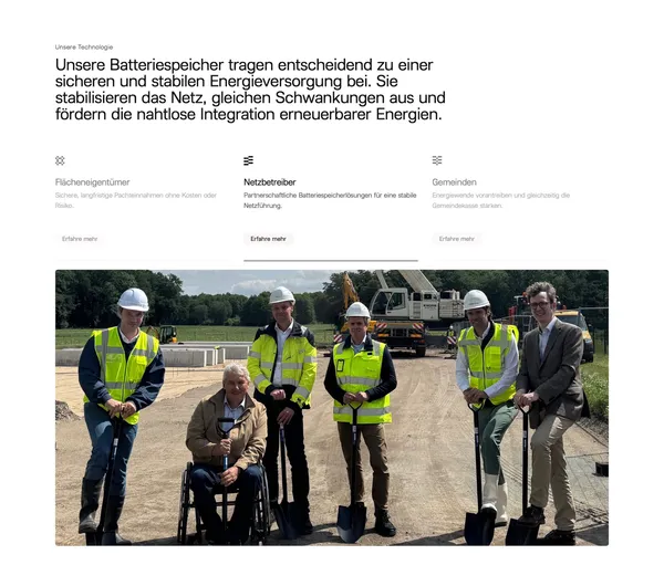 Terra One – Innovative Batteriespeicherlösungen für eine nachhaltige Zukunft - Landing design inspiration