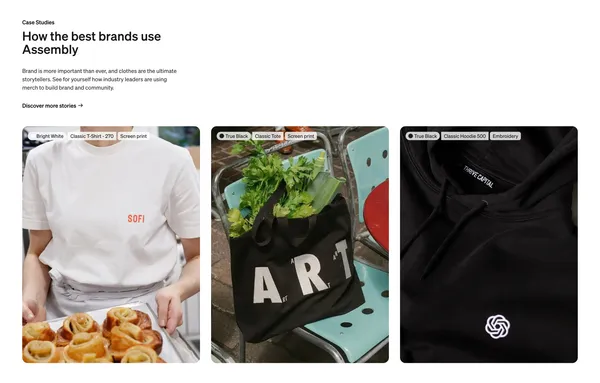 Premium Custom Merch | Assembly - Landing design inspiration