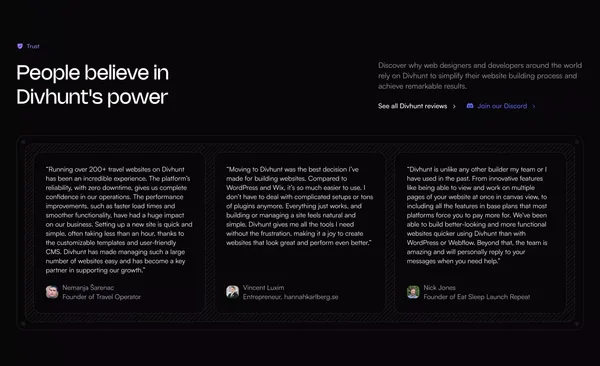 Divhunt: Fast And Easy Website Builder For Coders & No-Coders - Landing design inspiration