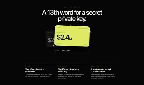 OneWhale — Self-custody wallet built for real usage - Landing design inspiration