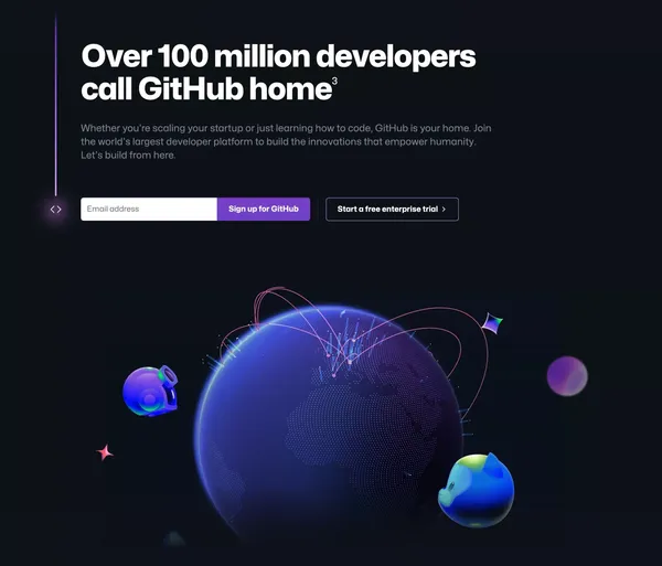 GitHub: Let’s build from here · GitHub - Landing design inspiration