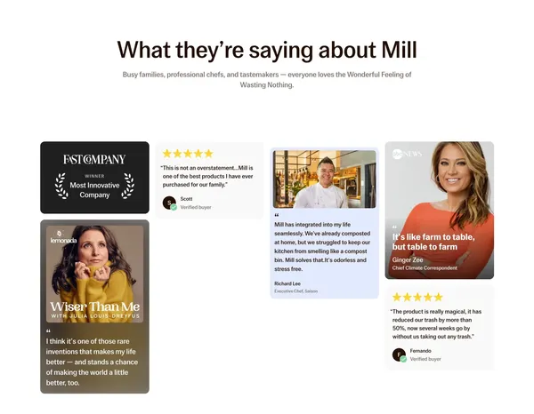 Mill: The odorless, effortless food recycler - Landing design inspiration