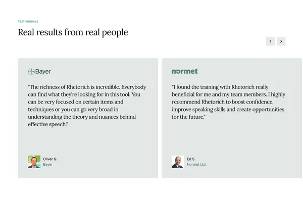 Rhetorich | Make speaking your firm's most powerful advantage - Landing design inspiration