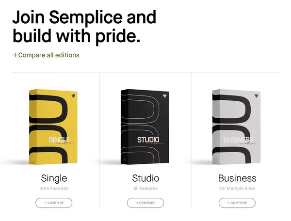 Semplice 6 — Build your portfolio with pride - Landing design inspiration