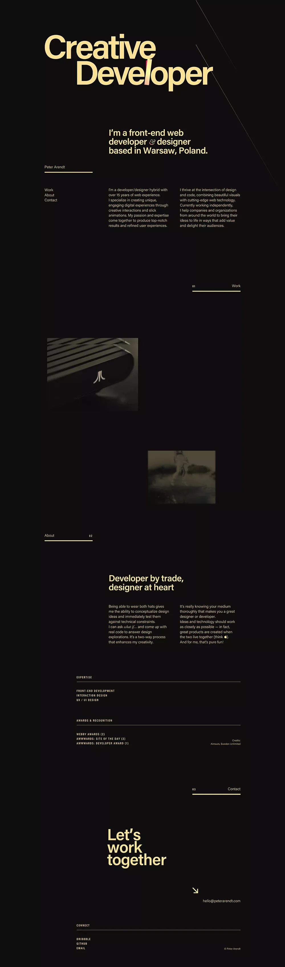 Peter Arendt — Creative Developer - Portfolio design