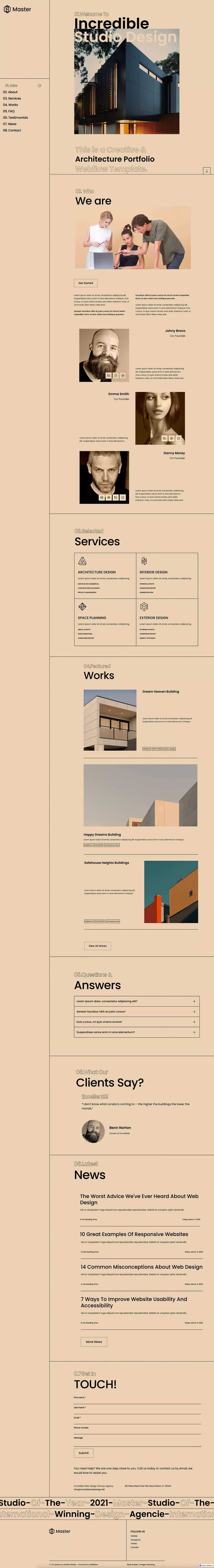 Master - Webflow HTML website template - Template design