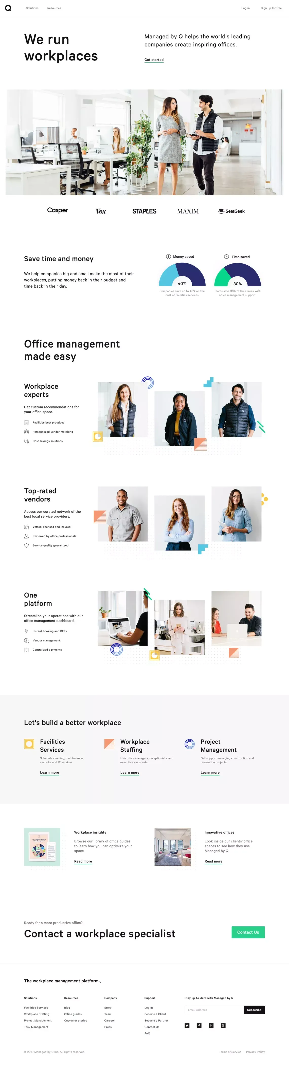 Managed by Q | We run workplaces - Landing design