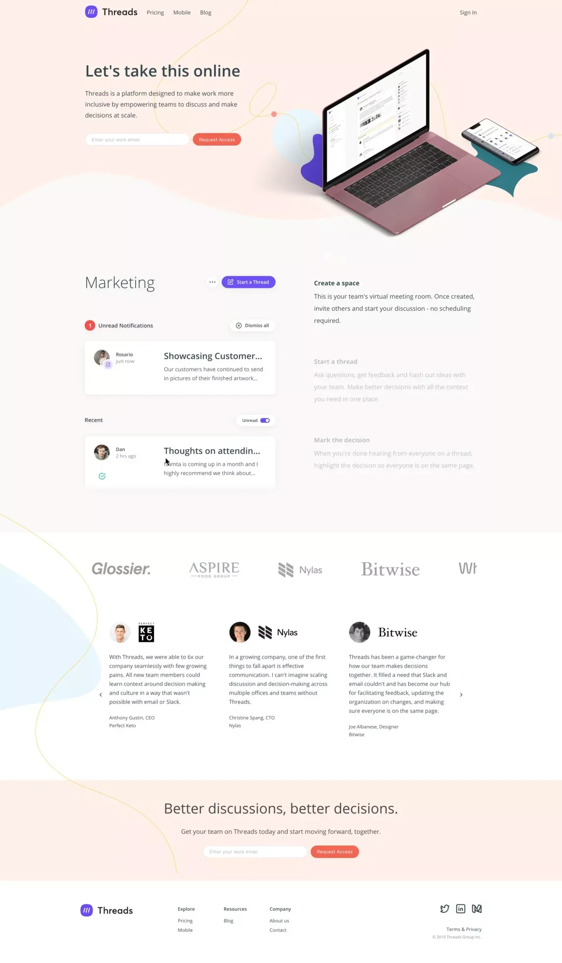 Threads - Landing design