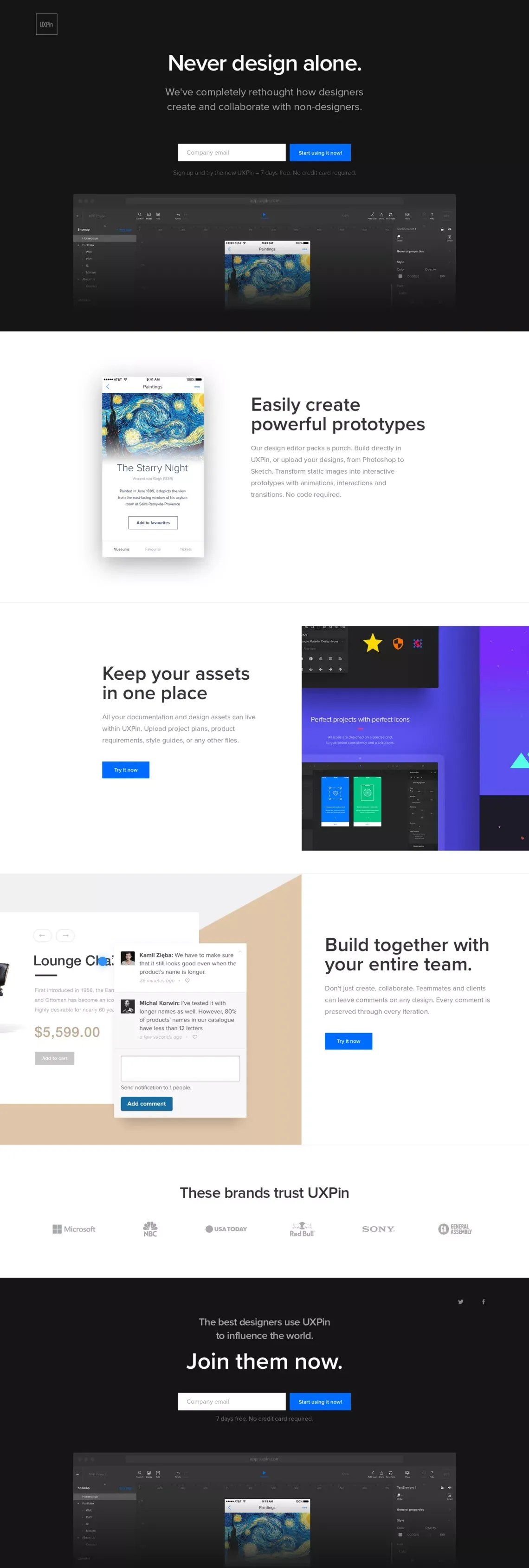 UXPin Redesigned - Landing design