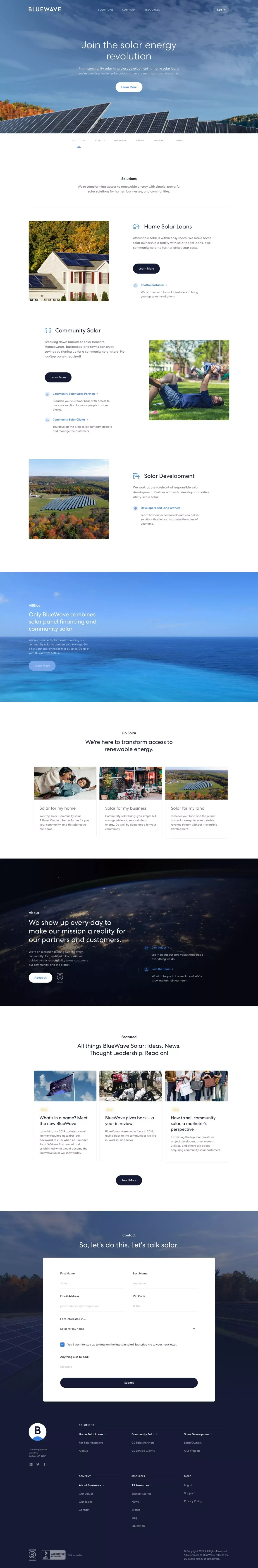 A Solar Energy Development & Financing Company | BlueWave Solar - Landing design