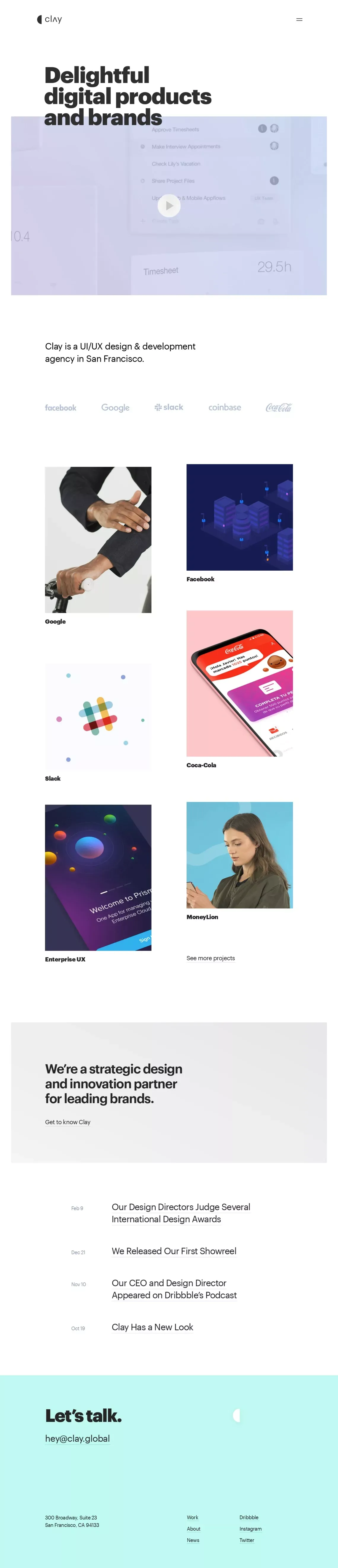 Clay | UI & UX Design Agency | User Experience Firm in San Francisco - Portfolio design