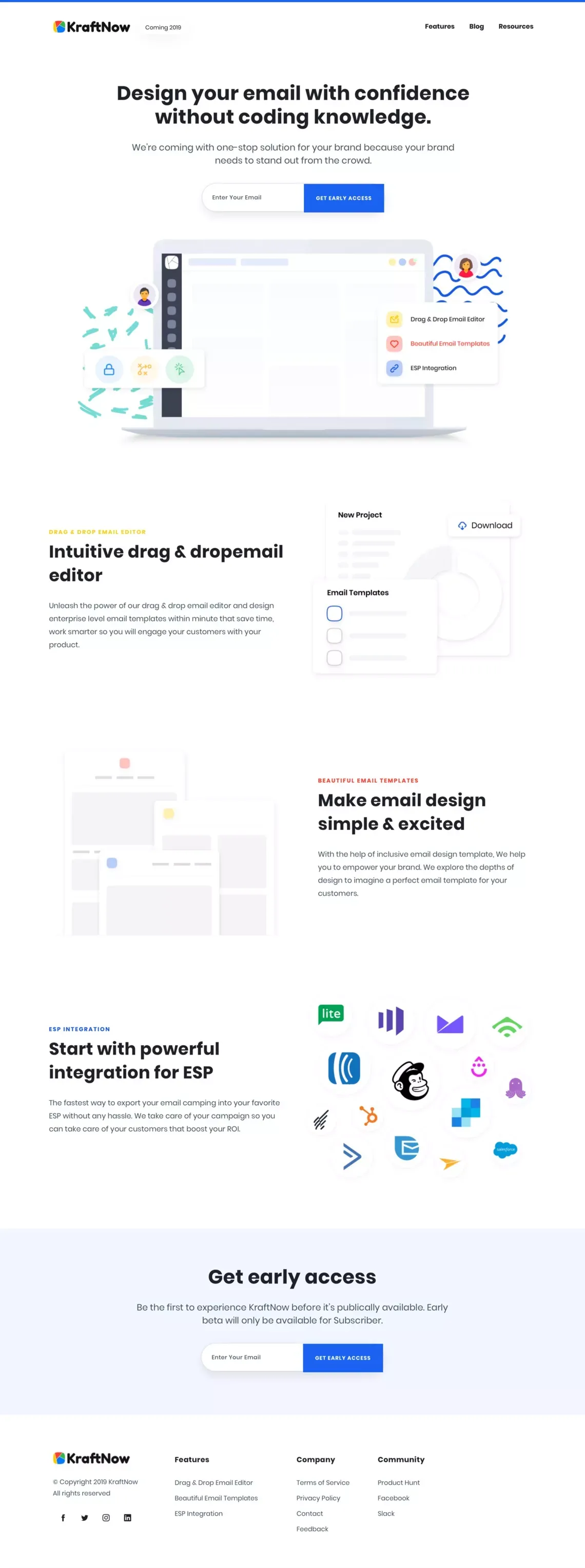 KraftNow – Drag and Drop email editor - Landing design