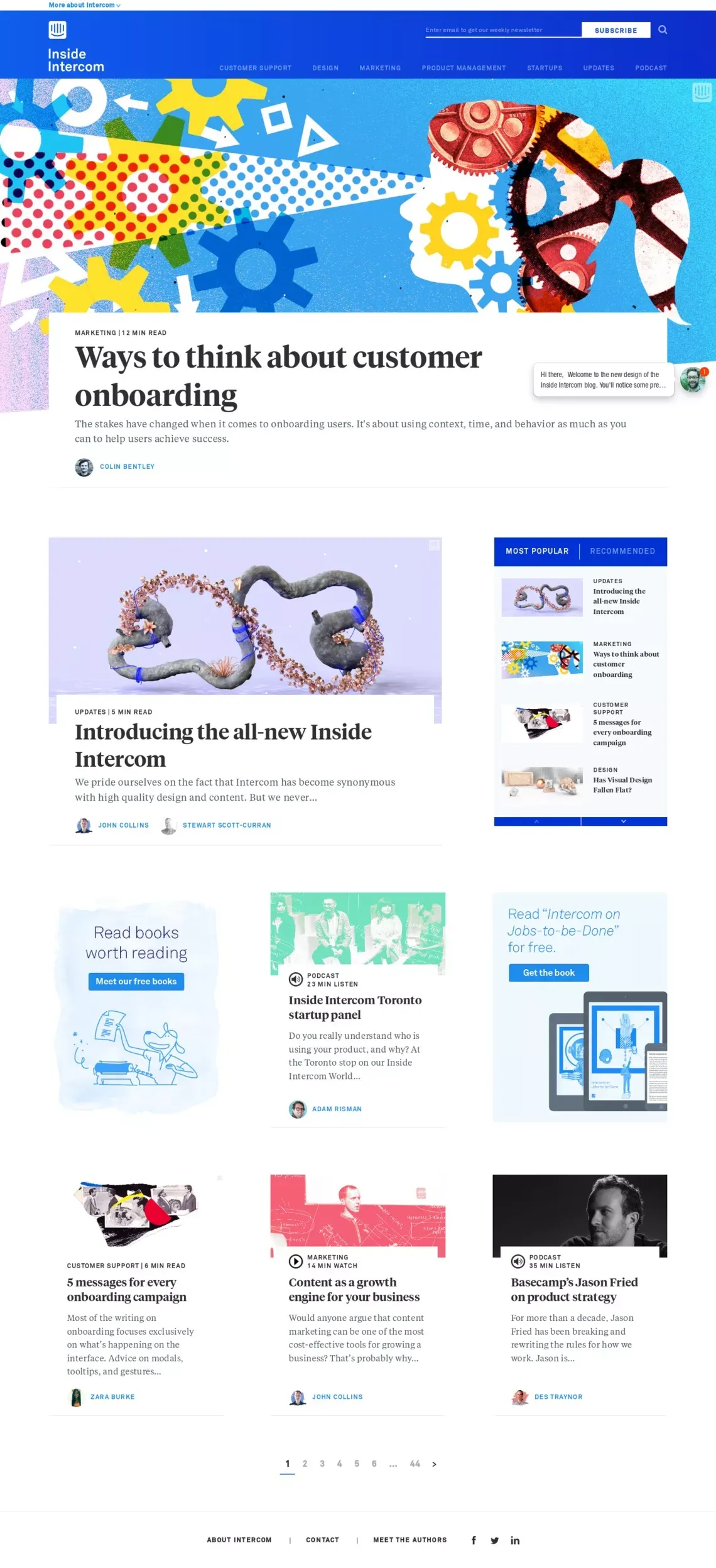 Inside Intercom - Design, Customer Success, & Startup Blog - Blog design