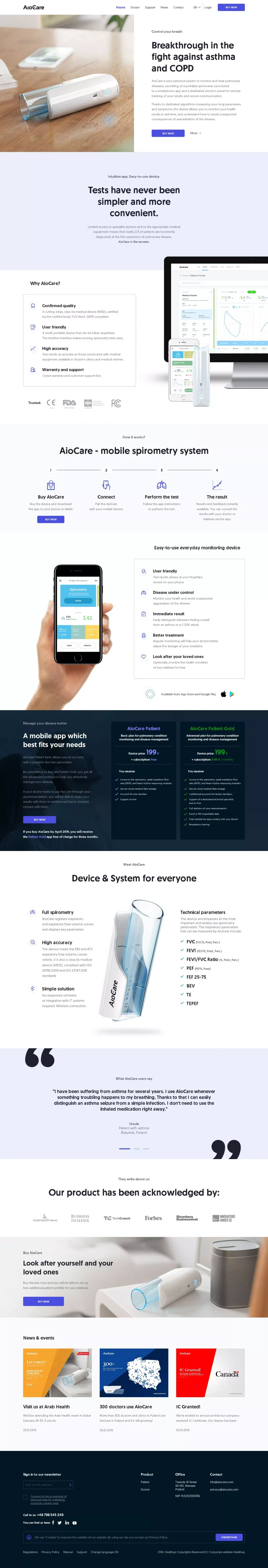 AioCare Digital Respiratory Disease Management System - Landing design