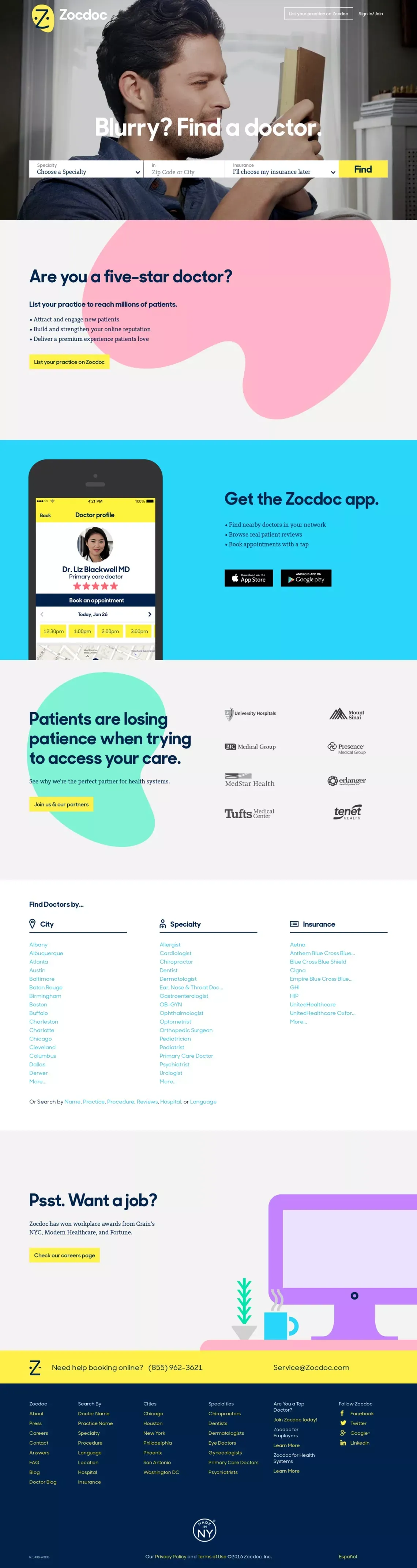 Zocdoc | Find a Doctor – Doctor Reviews & Ratings - Landing design