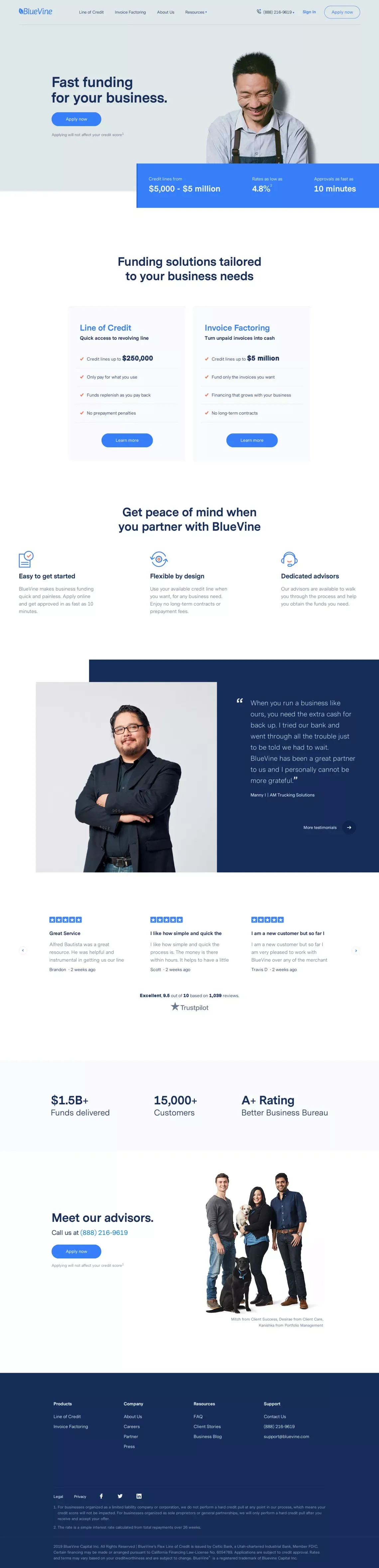 https://bluevine.com/ - Landing design