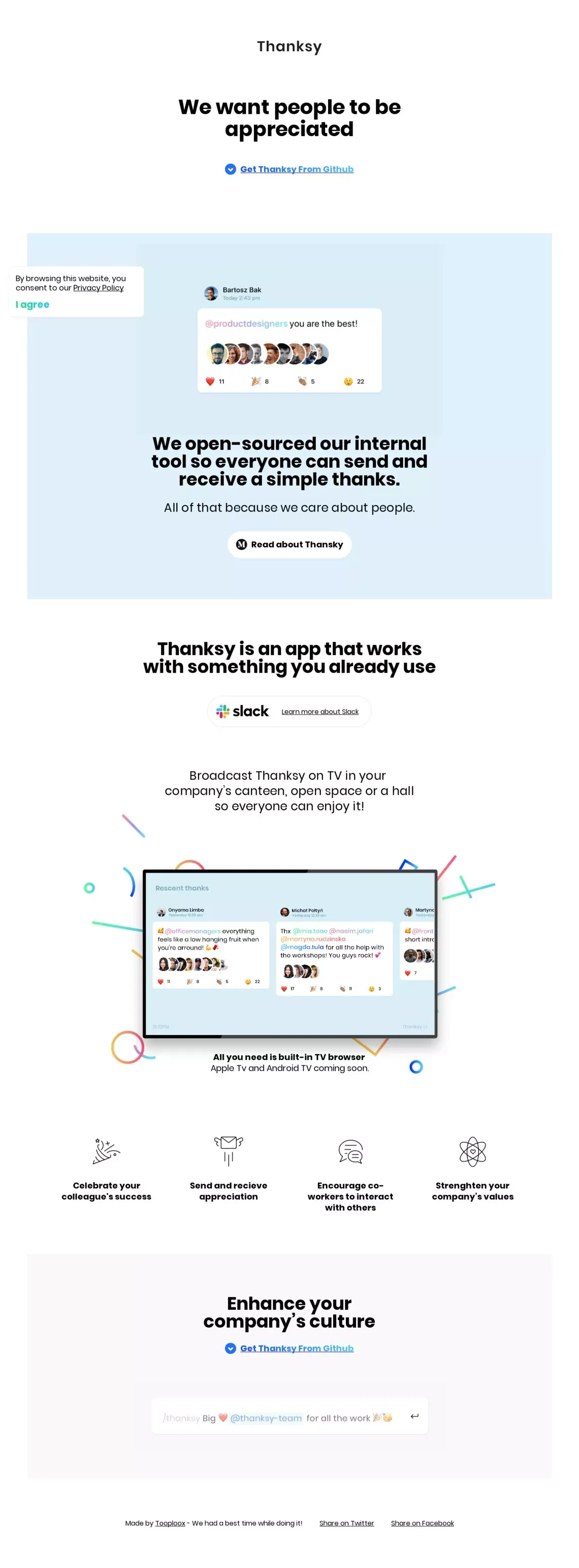 Thanksy - We want people to be appreciated - website design