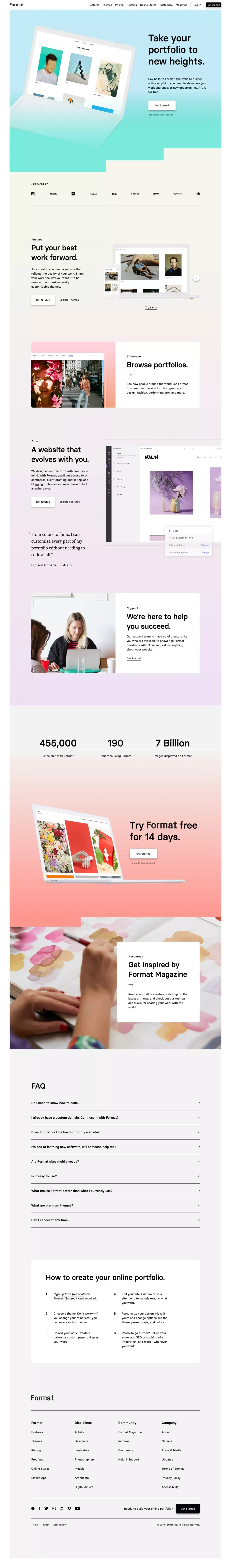 Create an Online Portfolio Website | Format - Landing design