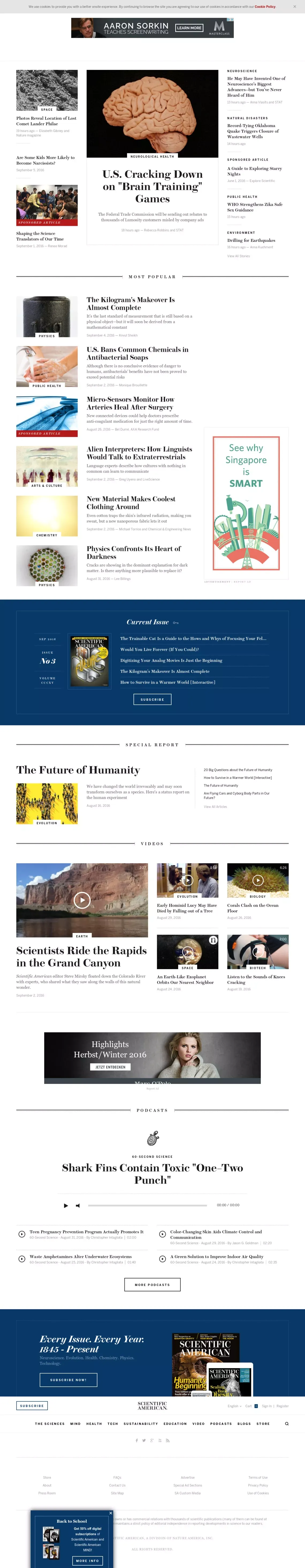 Scientific American | Science News, Articles, and Information - Blog design