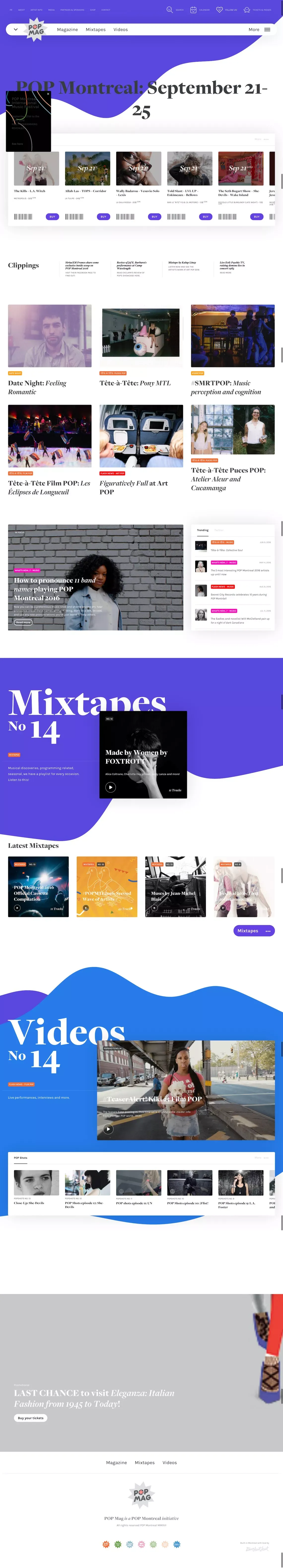POP Montreal | International Music Festival and + - Landing design